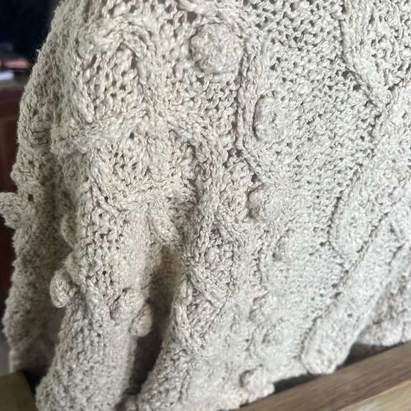 Quills Woolen Market Ireland hand diamond knit oatmeal colored fisherman… - Picture 6 of 13